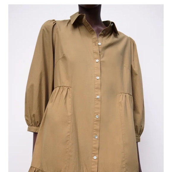 Zara cotton shirt dress with jewel button - Picture 5 of 12